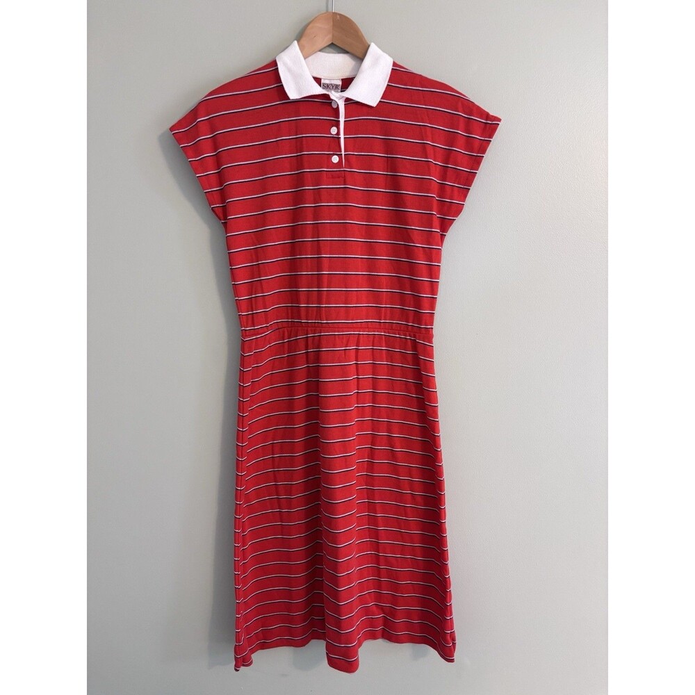 VTG 70s 80s SKYR Sportswear Polo Striped Dress Americana Athleisure Blokecore